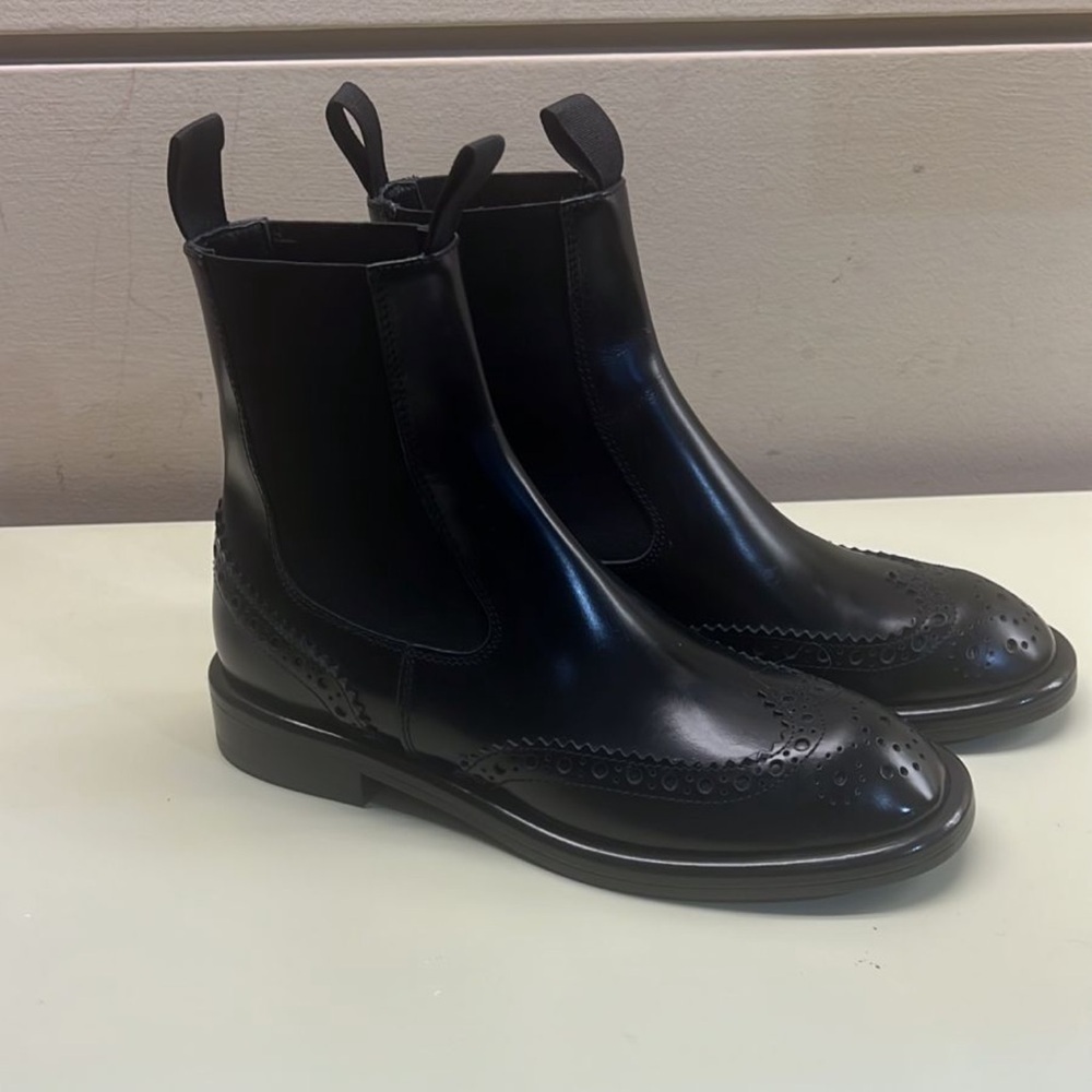 AGL Made in Italy  Black Leather Brogue Ankle Boots | sizes EU36 and EU40